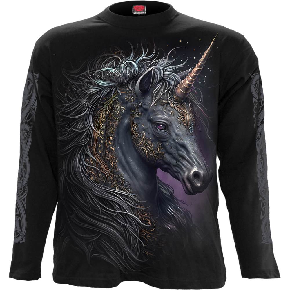 Spiral - Celtic Unicorn Lange ärmel top - Schwarz